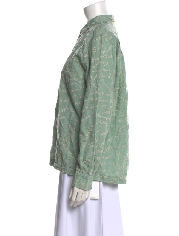 BODE Linen Printed Button-Up Top