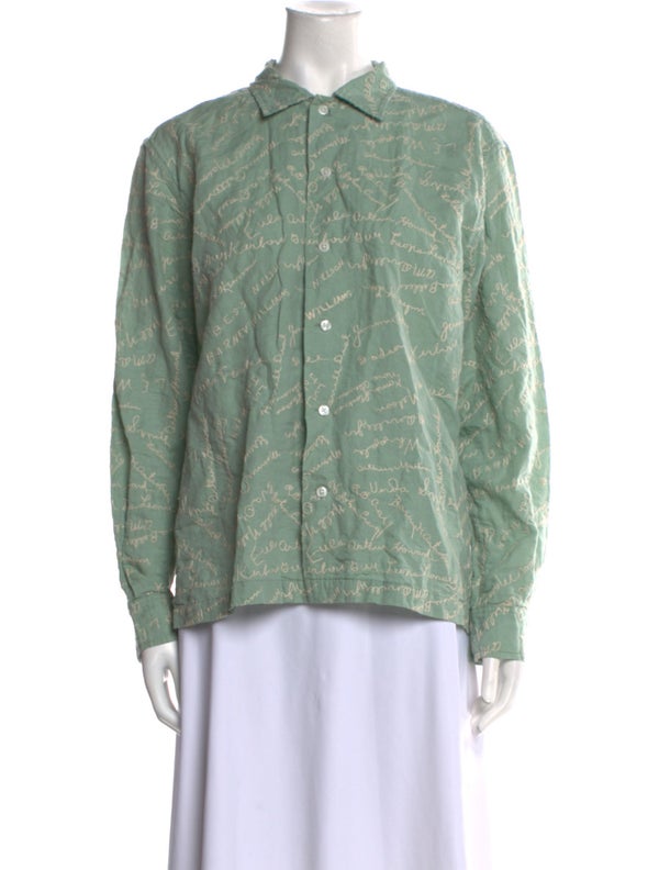 BODE Linen Printed Button-Up Top