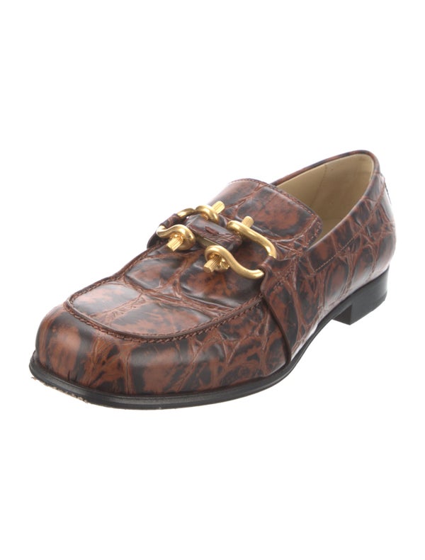 Bottega Veneta Embossed Leather Printed Loafers
