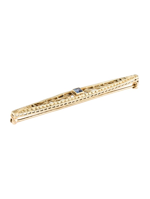 Brooch Vintage 14K Synthetic Sapphire Brooch
