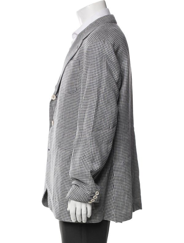 Brunello Cucinelli Linen Houndstooth Print Coat