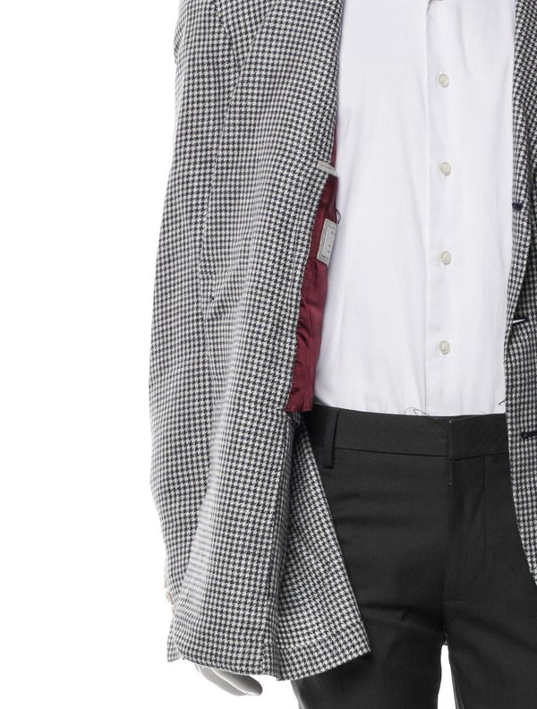 Brunello Cucinelli Linen Houndstooth Print Coat