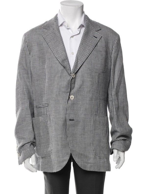 Brunello Cucinelli Linen Houndstooth Print Coat