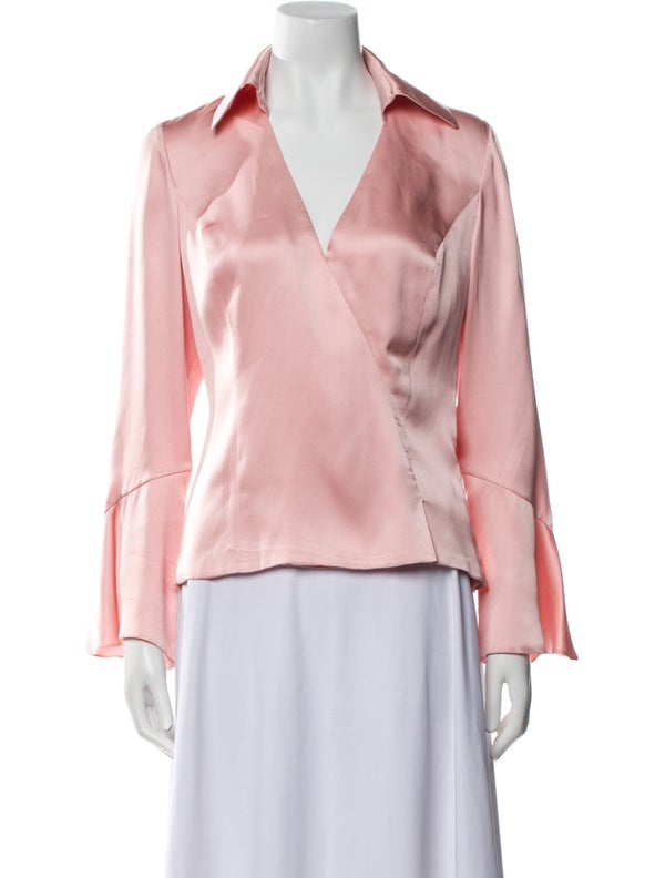 Carolina Herrera V-Neck Long Sleeve Blouse