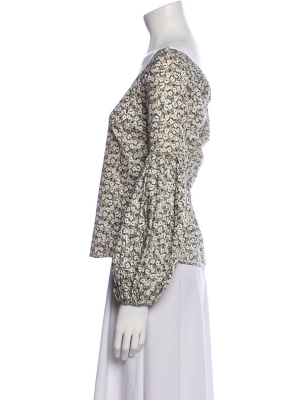 Caroline Constas Floral Print Scoop Neck Blouse