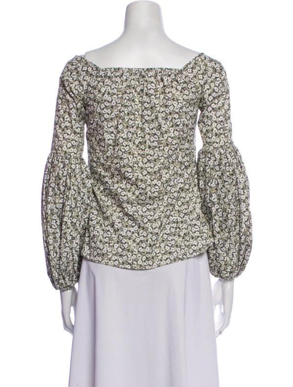 Caroline Constas Floral Print Scoop Neck Blouse