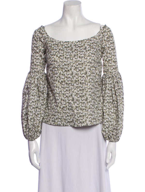 Caroline Constas Floral Print Scoop Neck Blouse