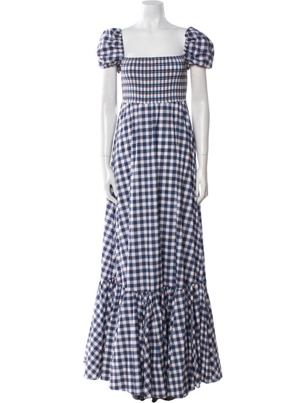 Caroline Constas Plaid Print Long Dress
