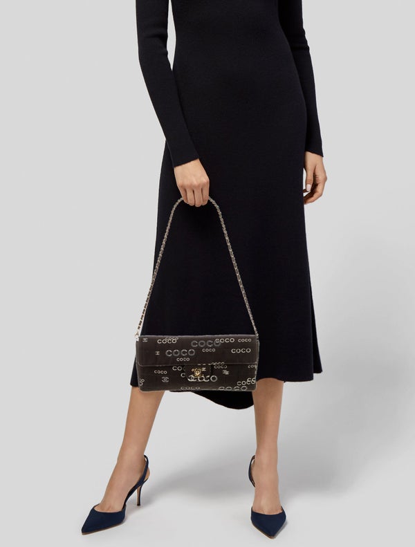 Chanel Coco Canvas Square Quilt E/W Flap Bag