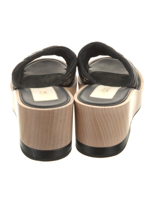 Chanel Interlocking CC Logo Leather Slides