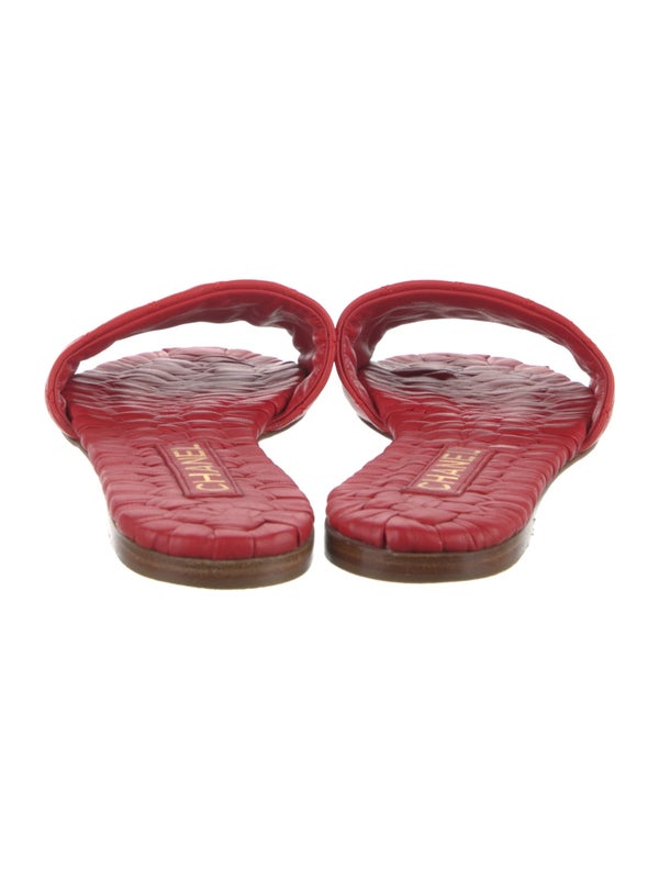 Chanel Interlocking CC Logo Leather Slides