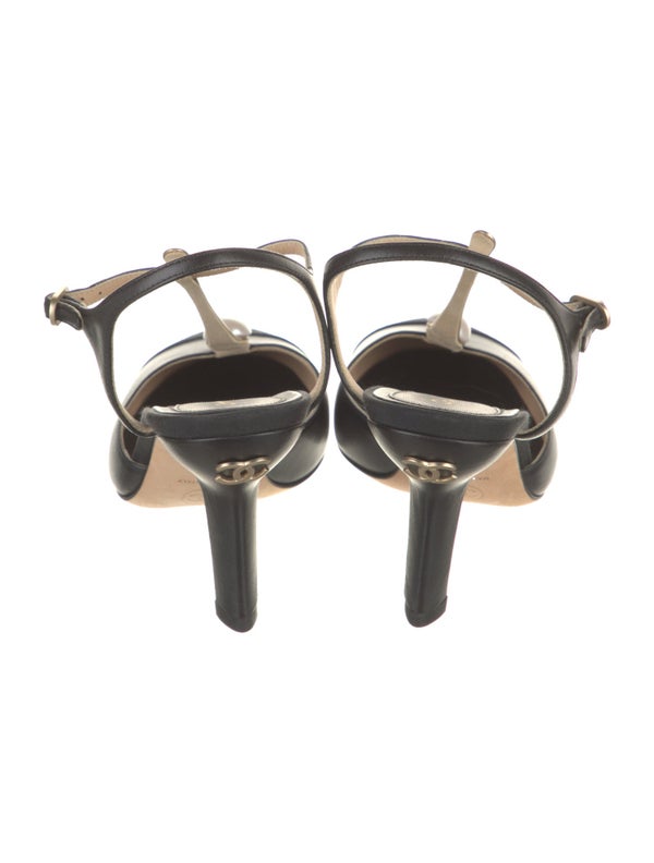 Chanel Interlocking CC Logo Leather T-Strap Pumps
