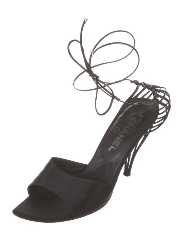 Chanel Interlocking CC Logo Satin Sandals