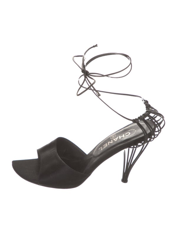 Chanel Interlocking CC Logo Satin Sandals