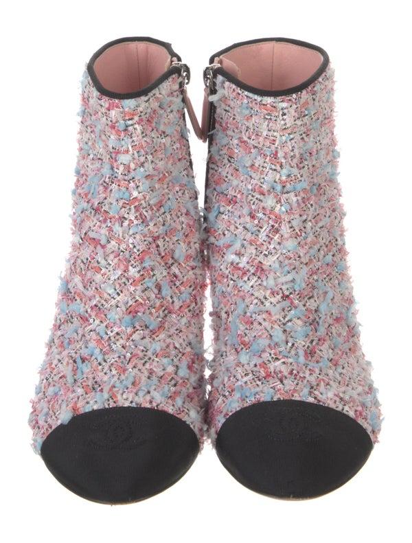 Chanel Interlocking CC Logo Tweed Sock Boots