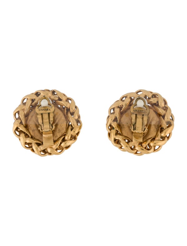 Chanel Vintage Chain Wheat Motif Clip-On Earrings