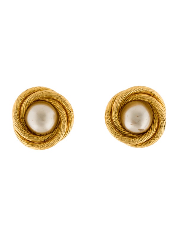 Chanel Vintage Faux Pearl Clip-On Earrings