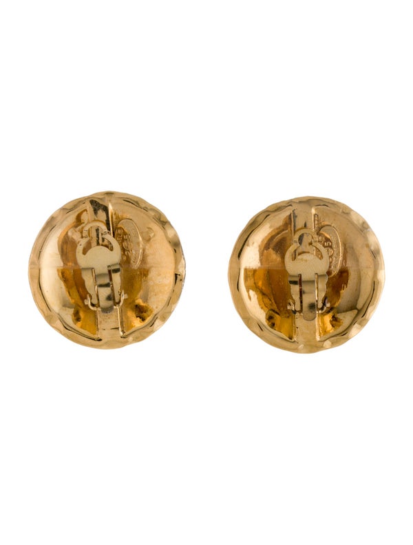 Chanel Vintage Quilted CC Clip-On Earrings