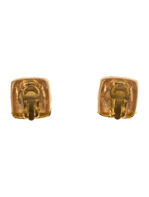 Chanel Vintage Quilted CC Clip-On Earrings