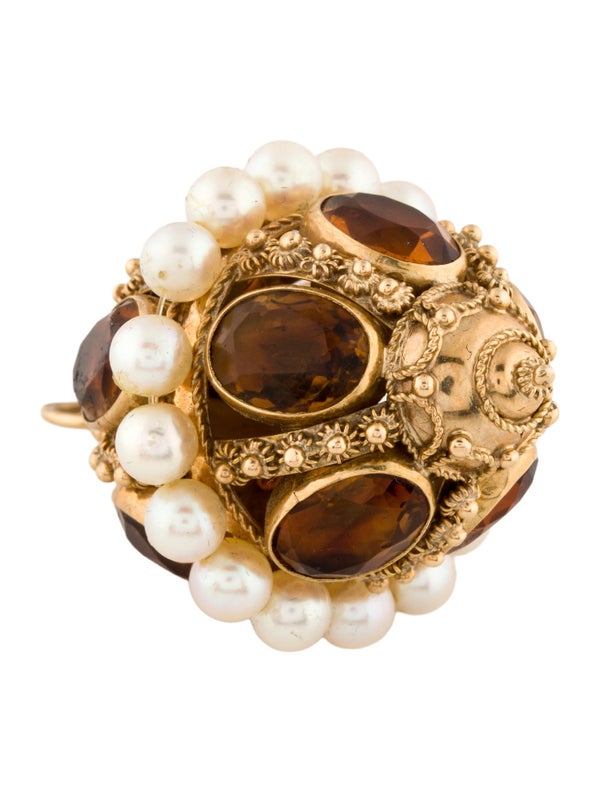 Charm 18K Pearl & Citrine Large Amulet Charm