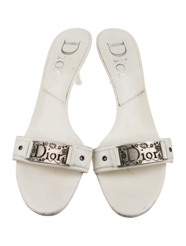 Christian Dior Diorissimo Pattern Leather Slides