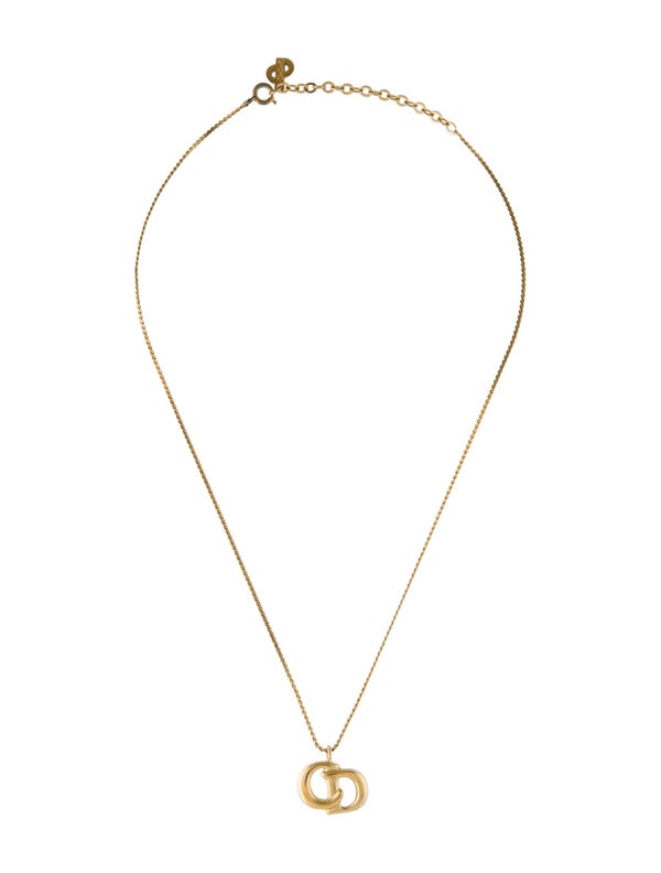 Christian Dior Vinateg 'CD' Pendant Necklace