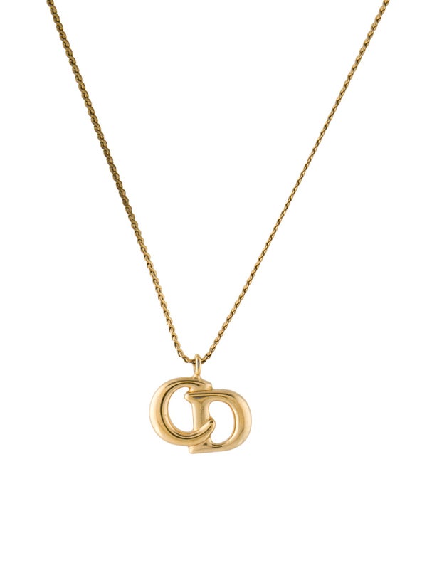 Christian Dior Vinateg 'CD' Pendant Necklace