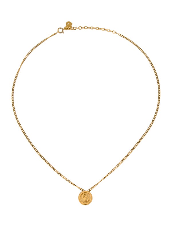 Christian Dior Vintage Logo CD Pendant Necklace