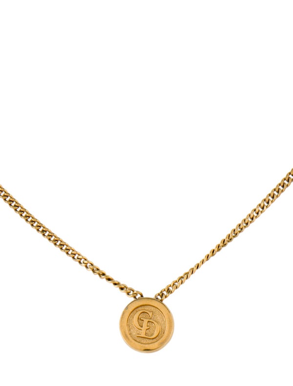 Christian Dior Vintage Logo CD Pendant Necklace
