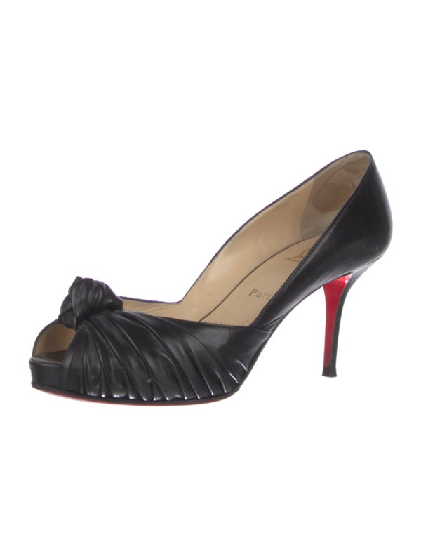 Christian Louboutin Leather Pleated Accents Pumps
