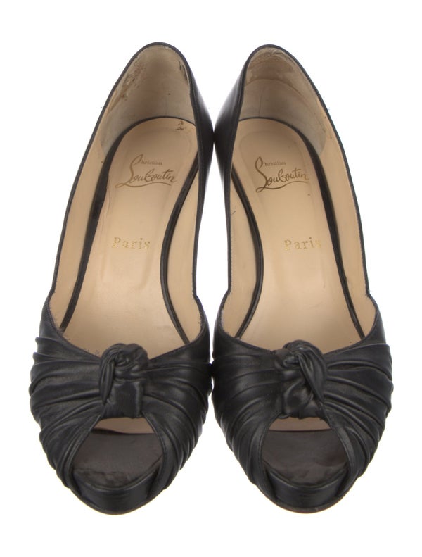 Christian Louboutin Leather Pleated Accents Pumps