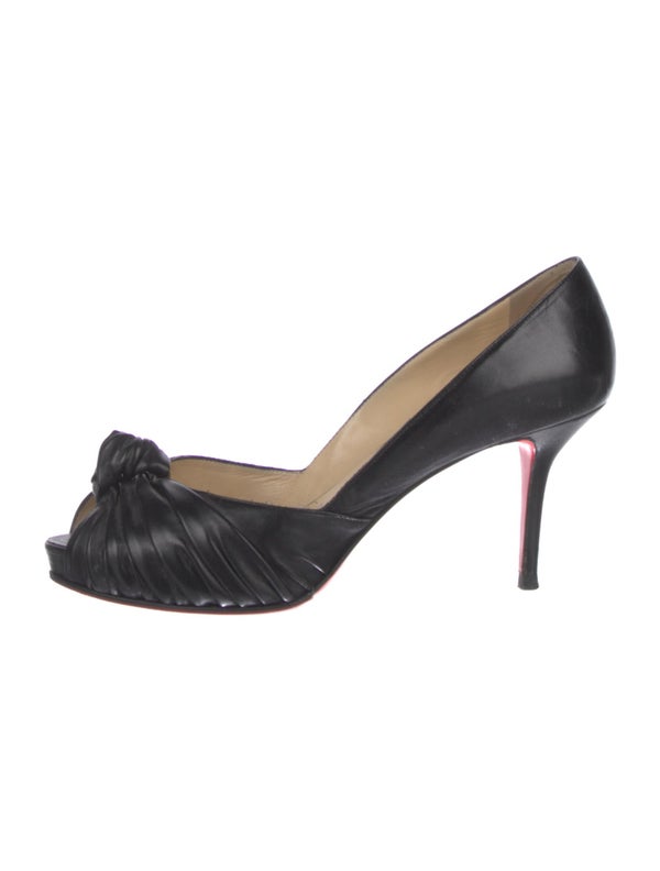 Christian Louboutin Leather Pleated Accents Pumps