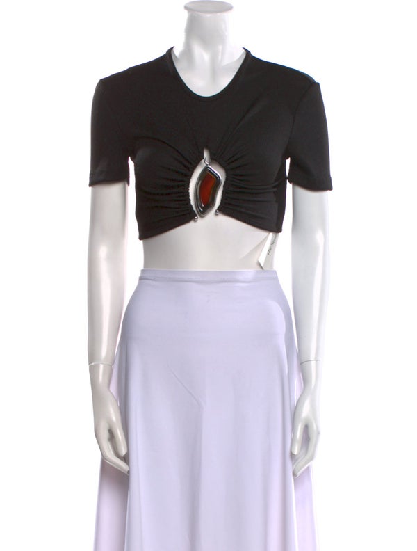 Christopher Esber Crew Neck Short Sleeve Crop Top