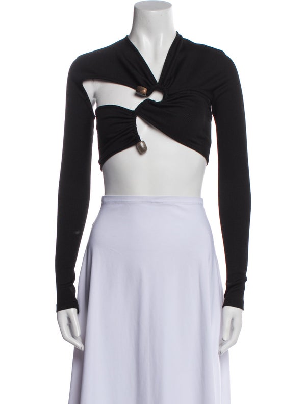 Christopher Esber V-Neck Long Sleeve Crop Top