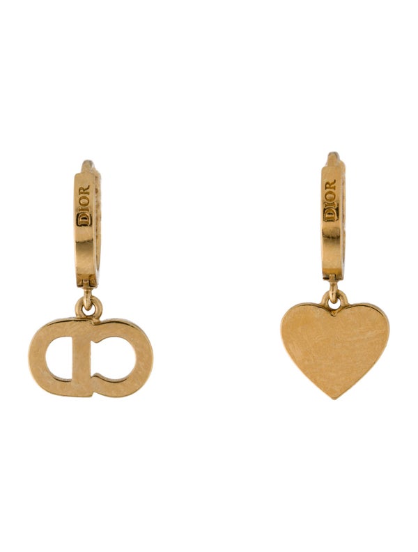 Christian Dior Crystal Clair D Lune CD & Heart Hoop Earrings