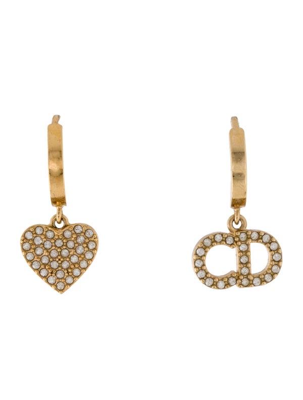 Christian Dior Crystal Clair D Lune CD & Heart Hoop Earrings