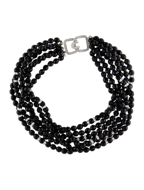 Kenneth Jay Lane Crystal Multistrand Bead Collar Necklace