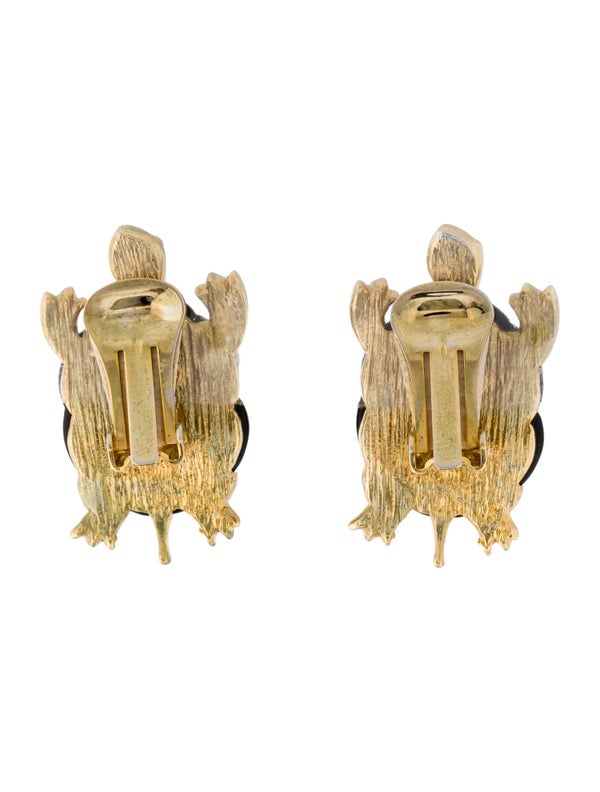 Kenneth Jay Lane Crystal & Resin Turtle Clip-On Drop Earrings