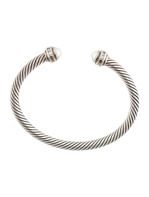 David Yurman Pearl & Diamond Classic Cable Bracelet