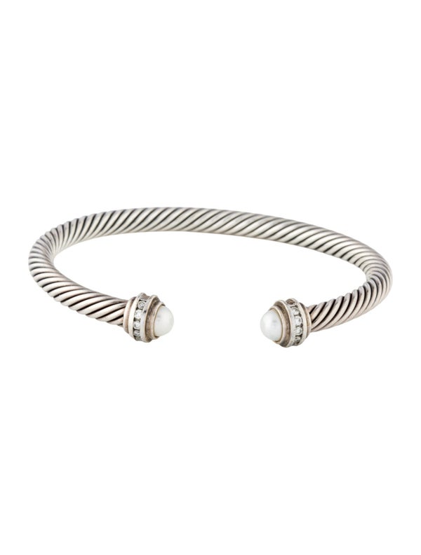 David Yurman Pearl & Diamond Classic Cable Bracelet