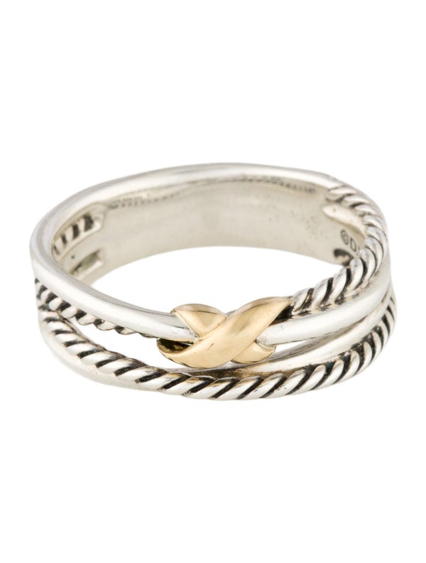 David Yurman Two-Tone X Crossover Band Ring