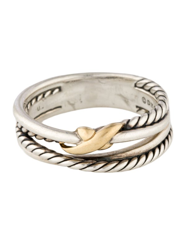 David Yurman Two-Tone X Crossover Band Ring