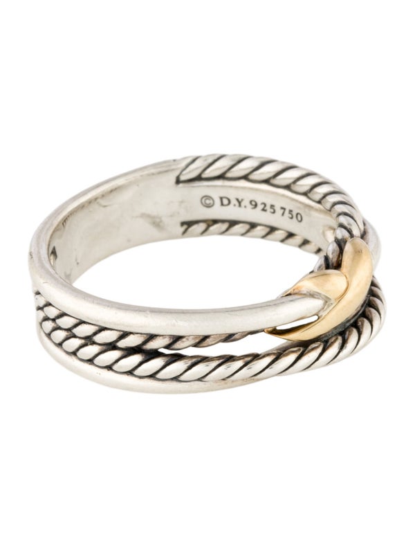 David Yurman Two-Tone X Crossover Band Ring