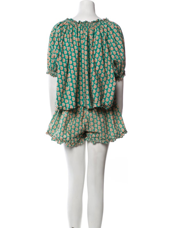 DÔEN Printed Ruffle Embellishment Short Set