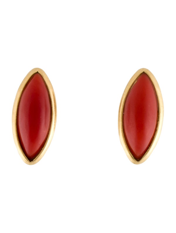 Earrings 18K Vintage Coral Earclips