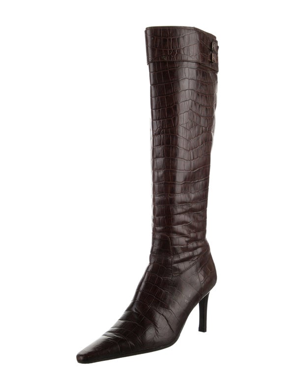 Lauren Ralph Lauren Embossed Leather Animal Print Boots