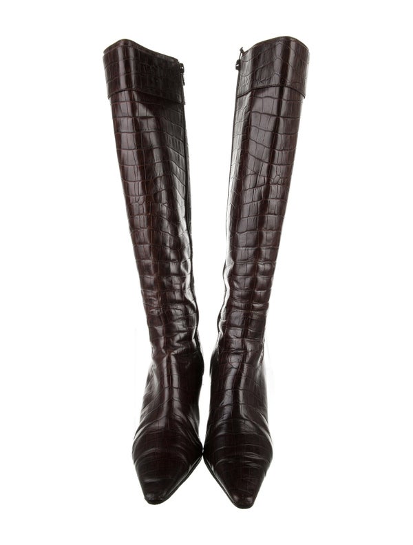 Lauren Ralph Lauren Embossed Leather Animal Print Boots