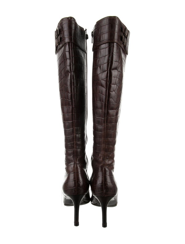 Lauren Ralph Lauren Embossed Leather Animal Print Boots