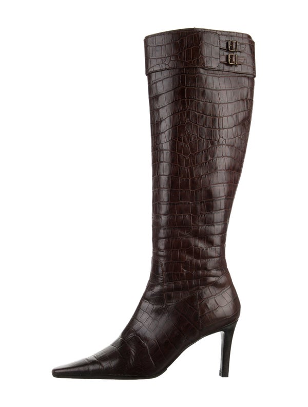 Lauren Ralph Lauren Embossed Leather Animal Print Boots