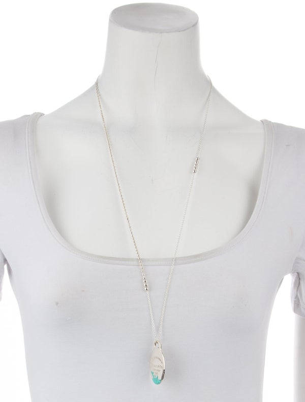 Tiffany & Co. Enamel Color Splash Oval Tag Pendant W/ Mixed Bead Chain Necklace